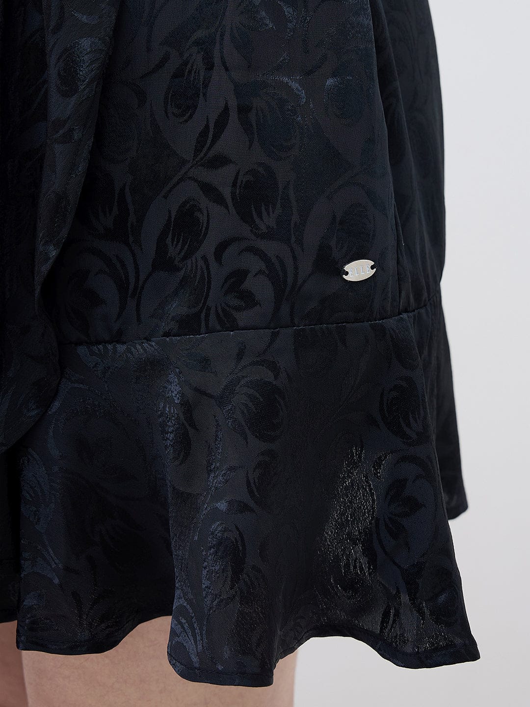 ELLE Women Black Floral Flared Fit Mini Dress