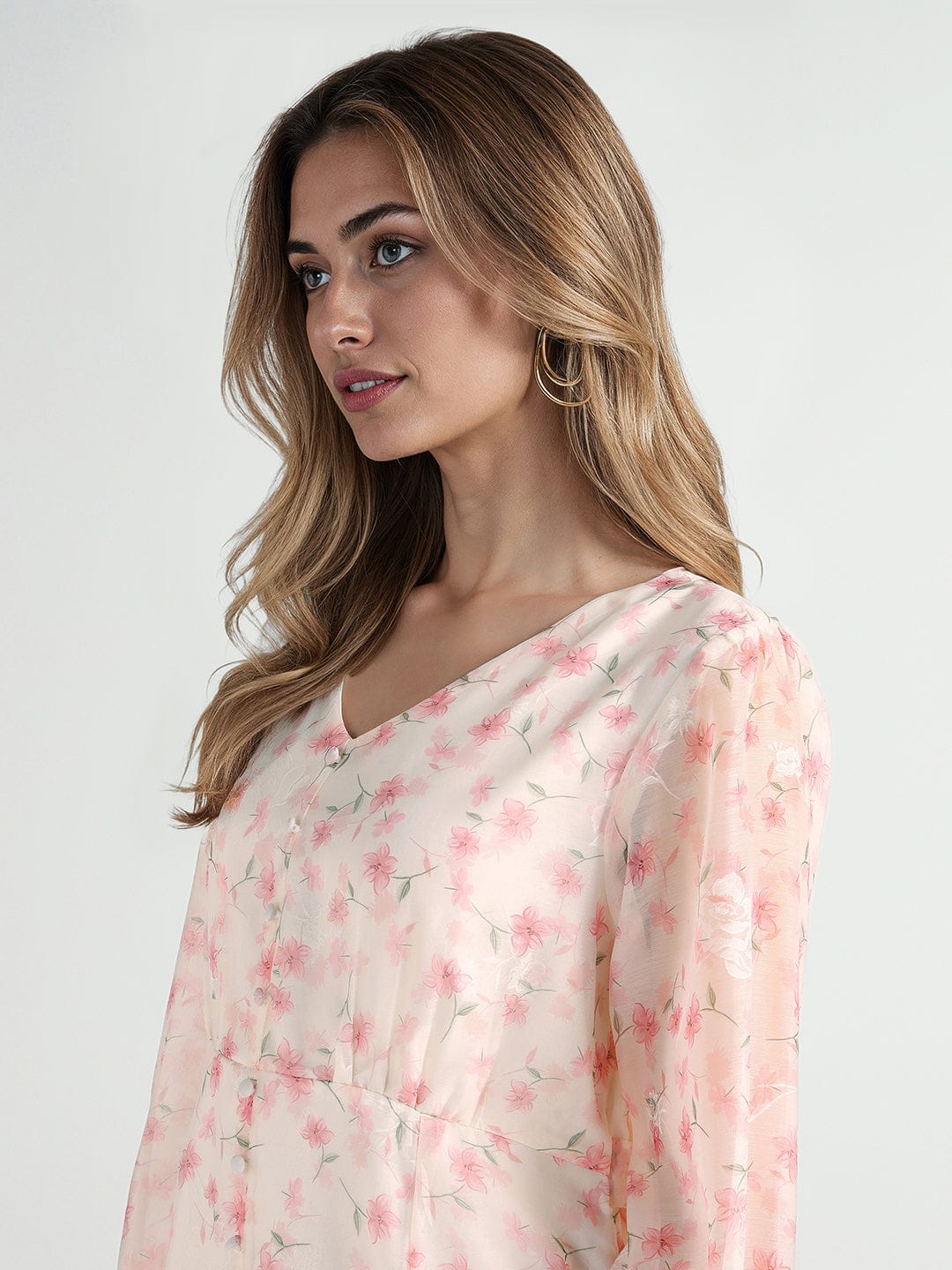 Elle Women Multi Printed V Neck Dress