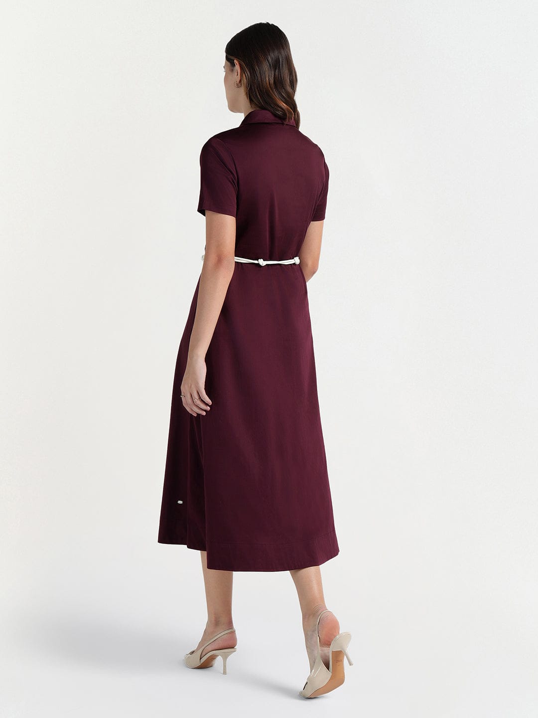 Elle Women Red Solid Collar Dress