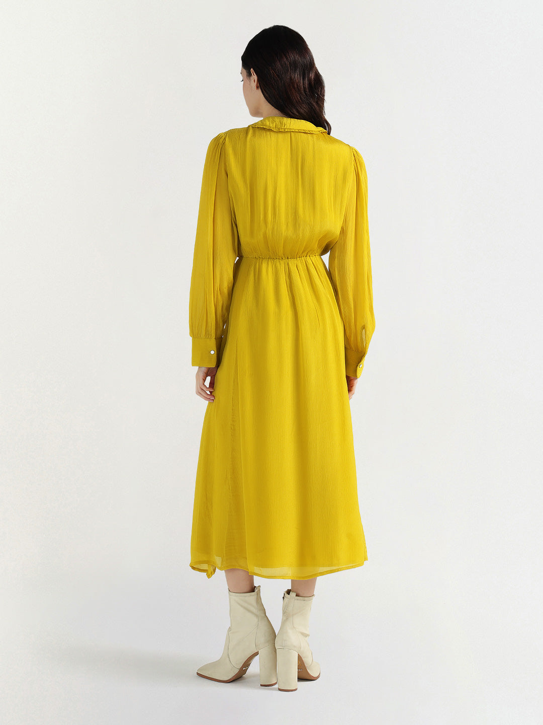 Elle Women Yellow Embellished Collar Dress