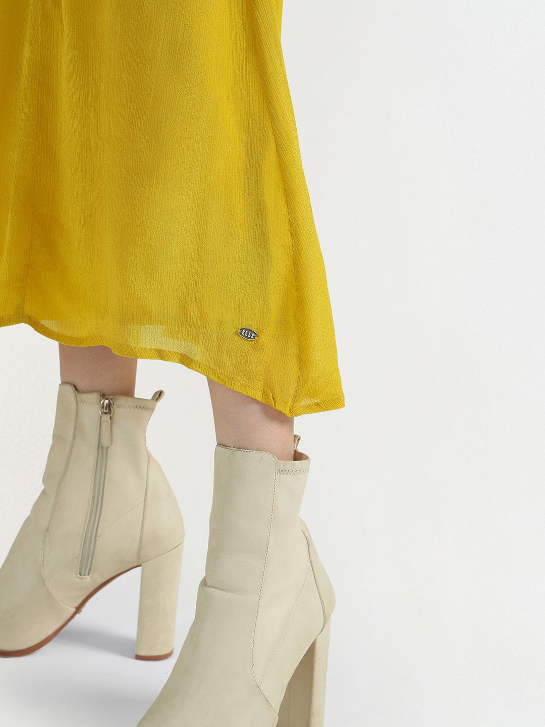 Elle Women Yellow Embellished Collar Dress