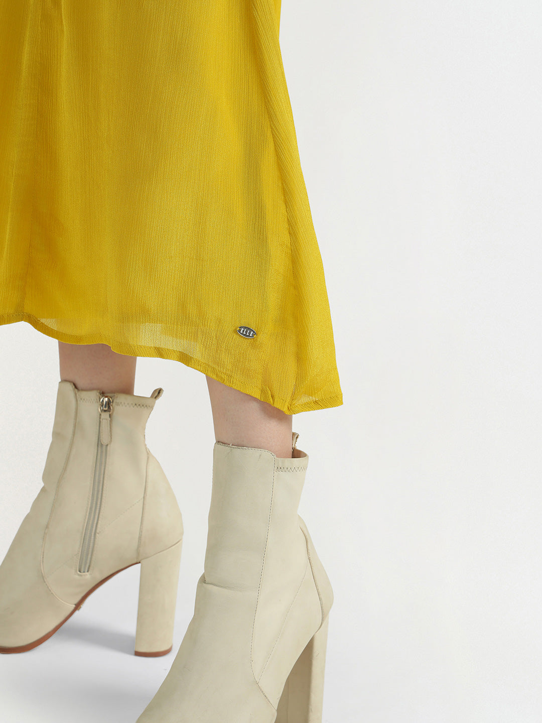 Elle Women Yellow Embellished Collar Dress