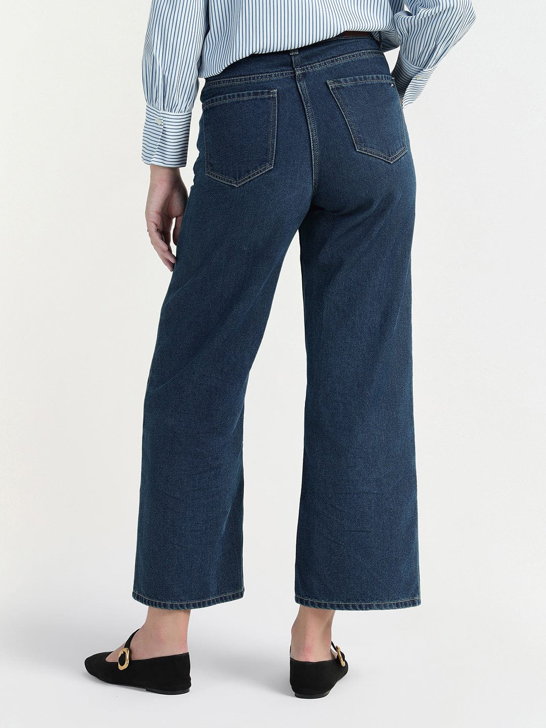 Elle Women Blue Regular Fit Solid Jeans