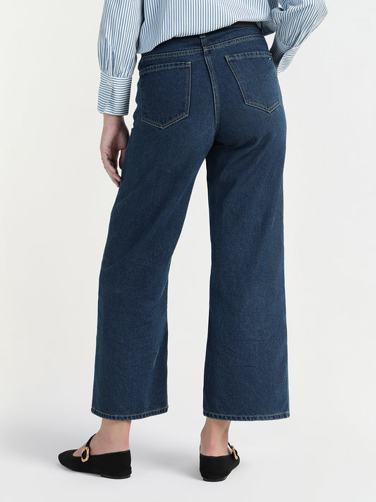 Elle Women Blue Regular Fit Solid Jeans