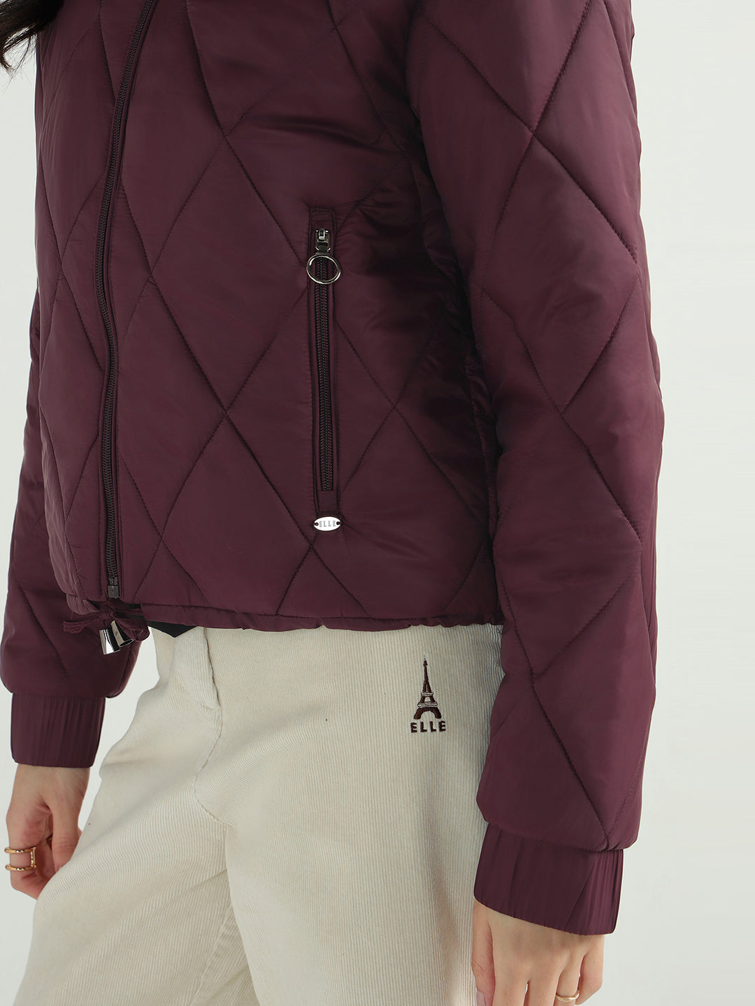 Elle Women Red Checks Collar Jacket