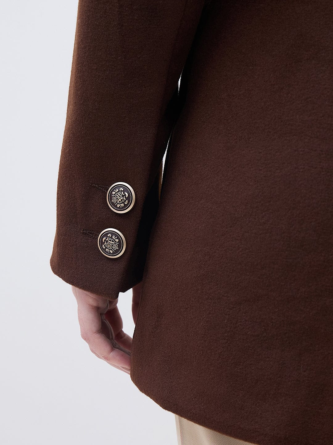 ELLE Women Brown Notch Lapel Oversize Fit Jacket