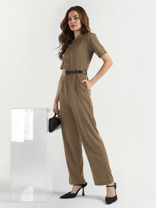 Elle Women Multi Houndstooth Collar Jumpsuit
