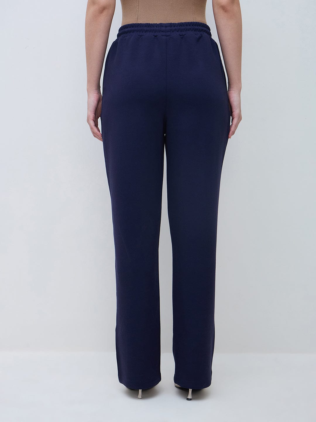 Elle Women Navy Blue Solid Sweat Pant