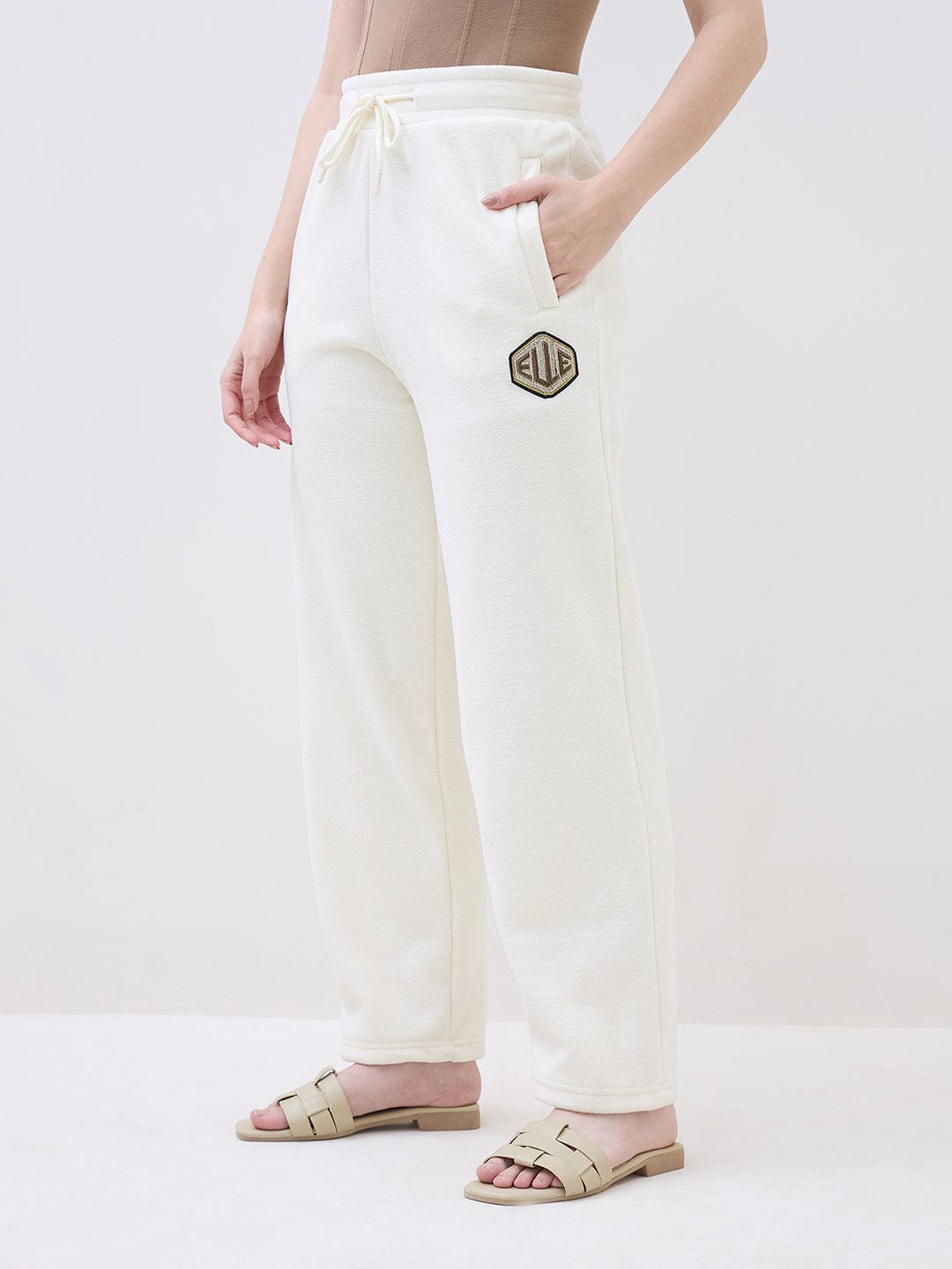 ELLE Women Off White Regular Fit Sweatpant