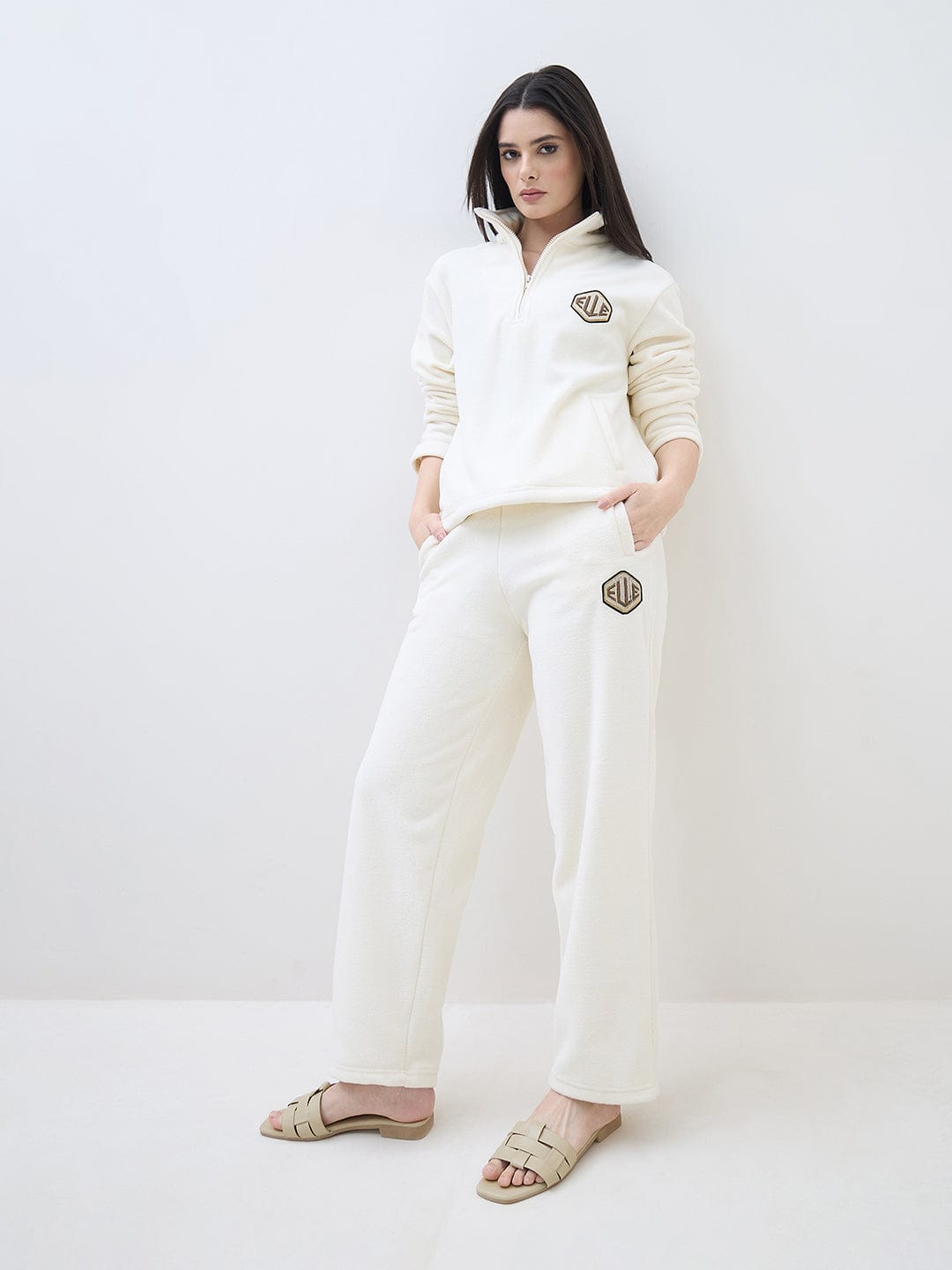ELLE Women Off White Regular Fit Sweatpant