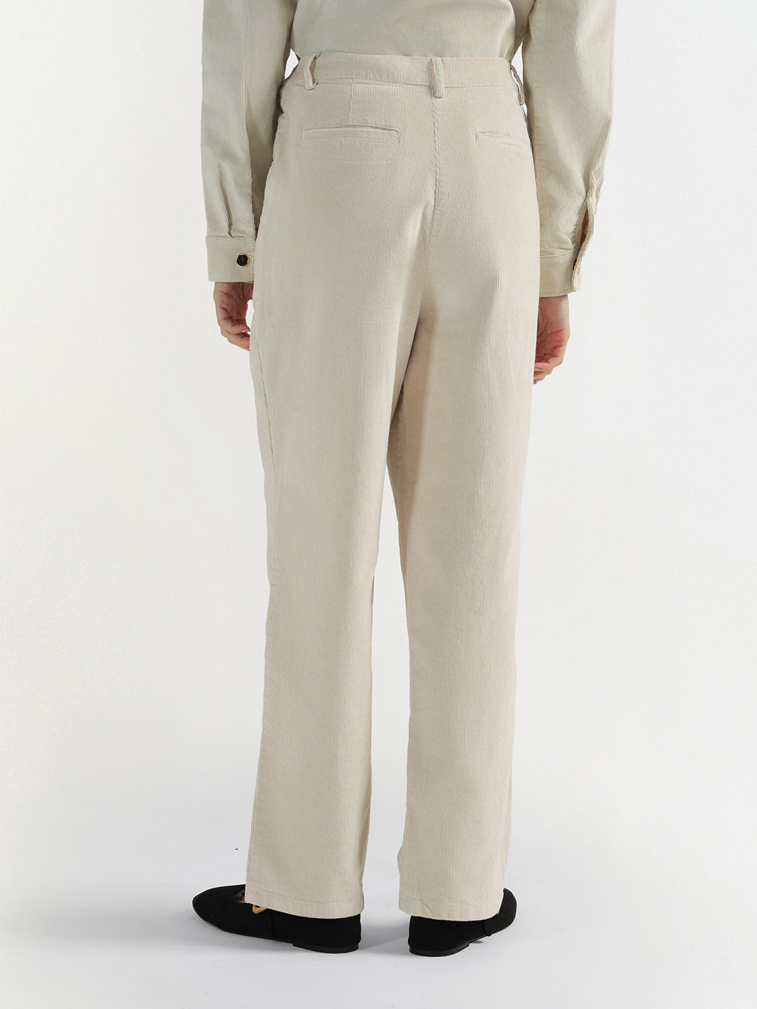 Elle Women Cream Regular Fit Solid Trouser