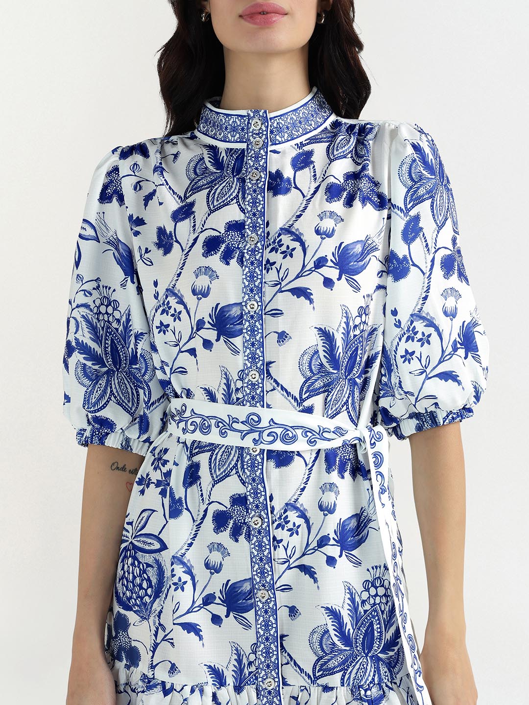 Elle Women Blue High Neck Playsuit