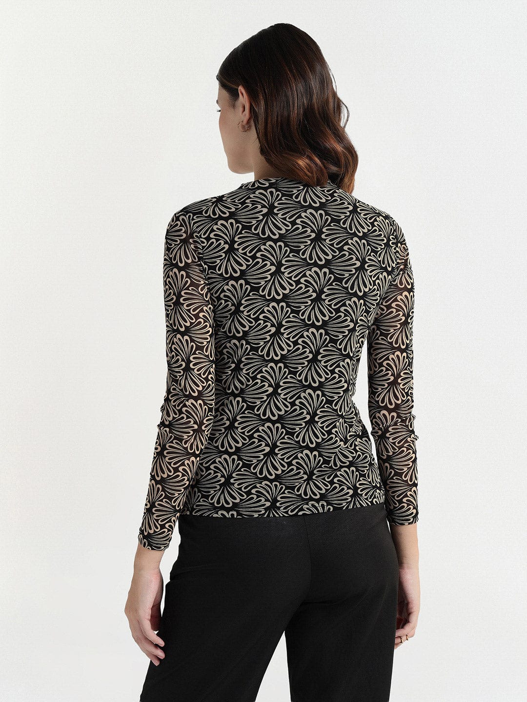 Elle Women Black Round Neck Top