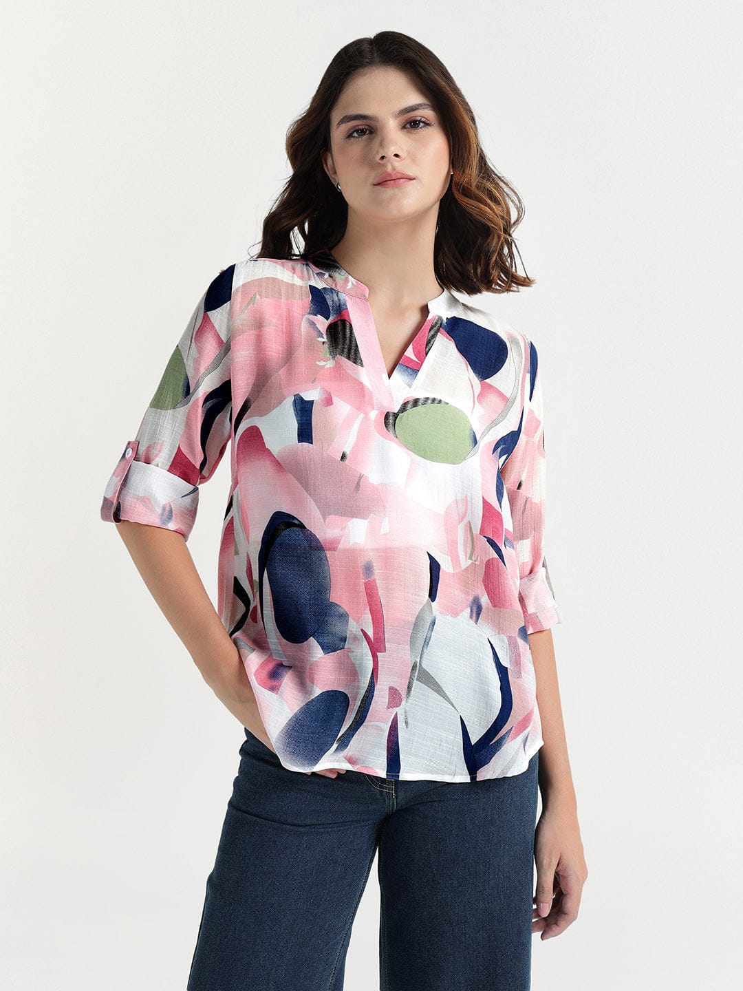 Elle Women Multi V Neck Top