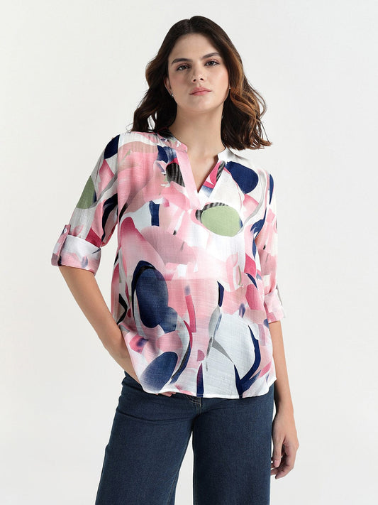 Elle Women Multi V Neck Top