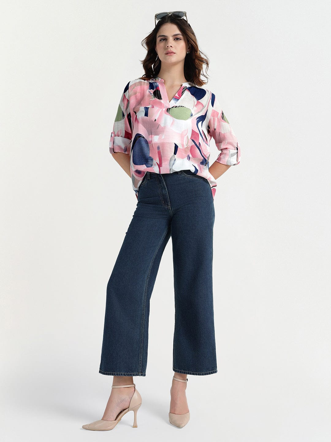 Elle Women Multi V Neck Top