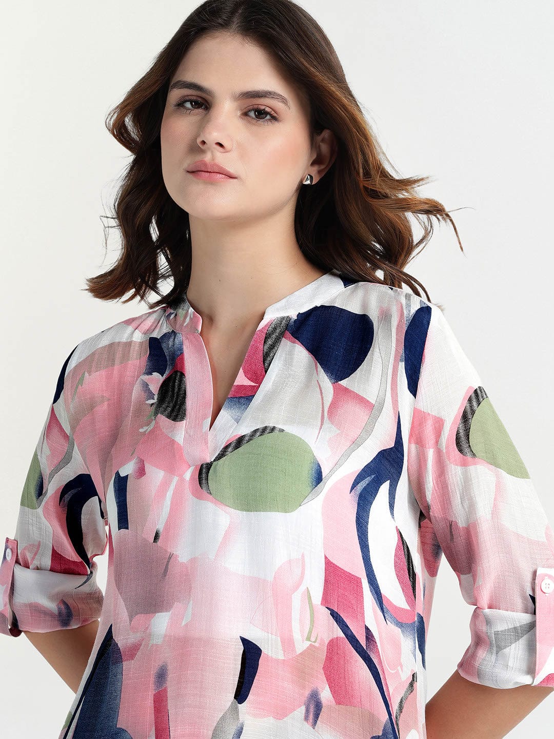 Elle Women Multi V Neck Top