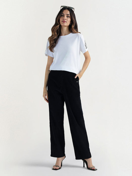 Elle Women White Round Neck Top