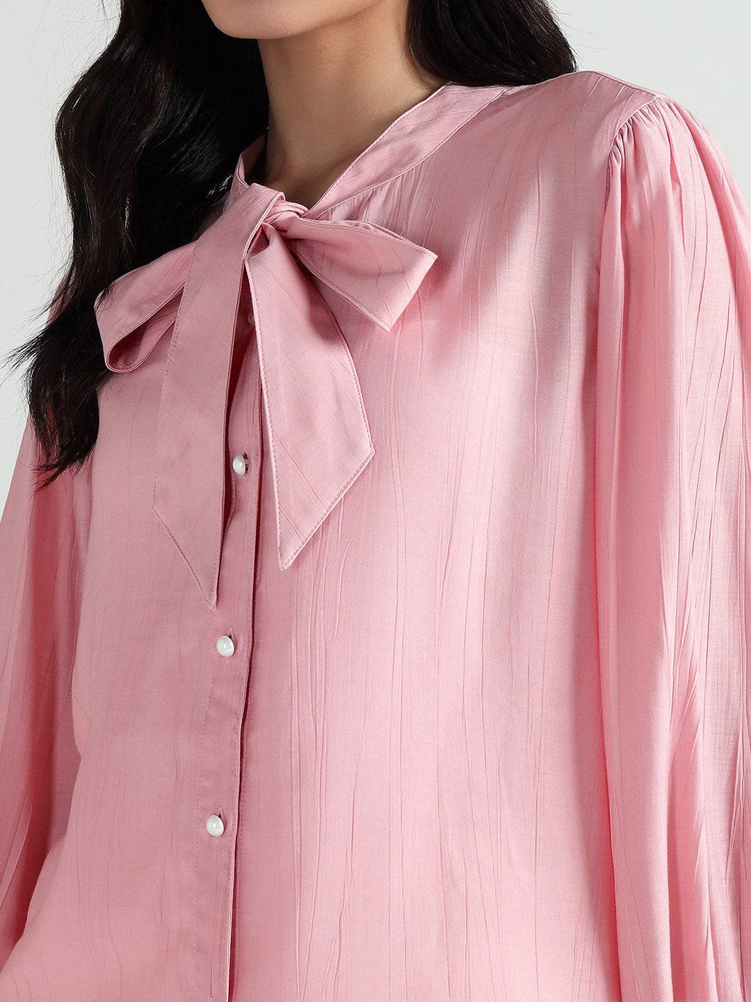 Elle Women Pink Solid Round Neck Top