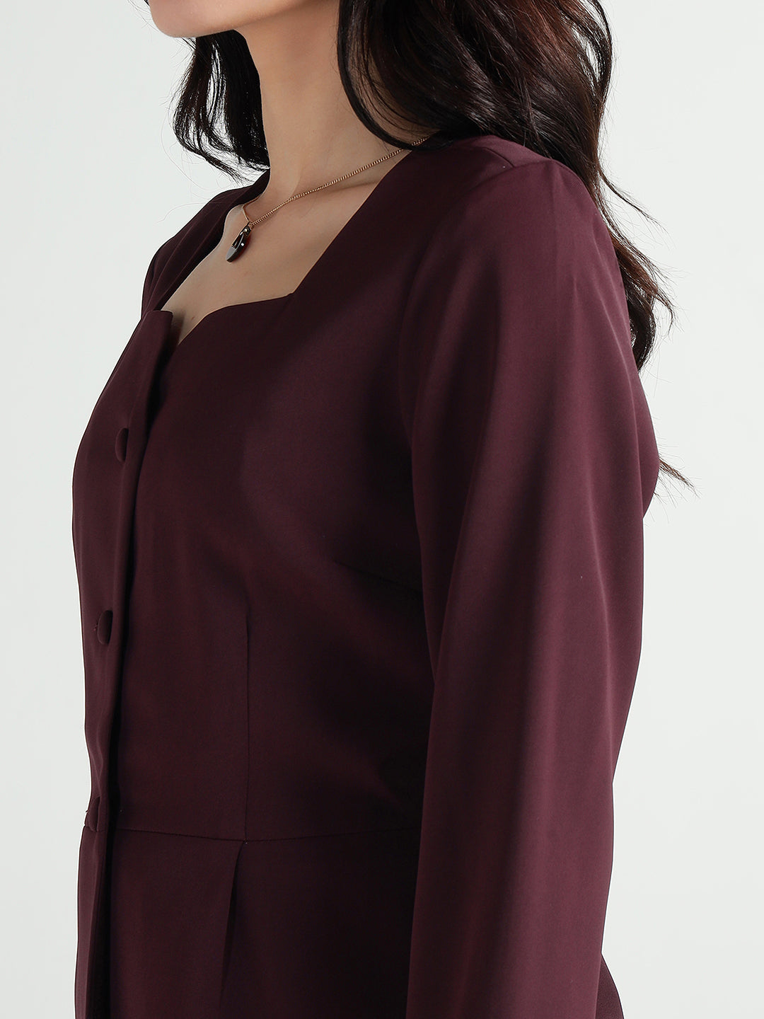 Elle Women Red Solid Square Neck Top