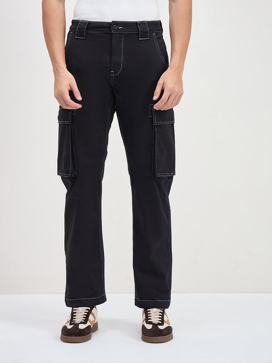 ICONIC Men Black Patch Pocket Cargo