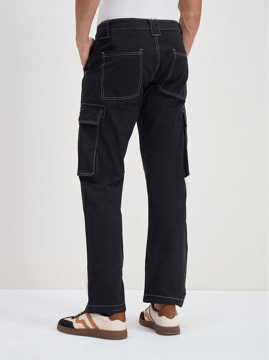 ICONIC Men Black Patch Pocket Cargo