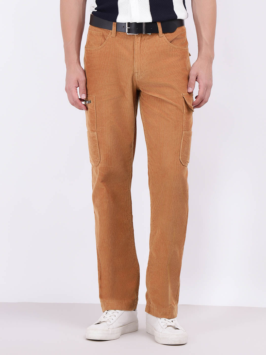Iconic Men Beige Regular Fit Solid Trouser
