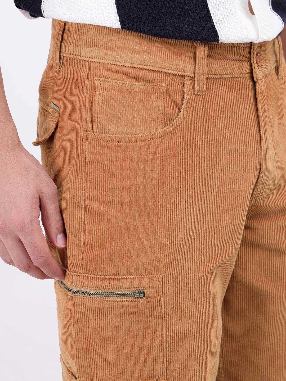 Iconic Men Beige Regular Fit Solid Trouser