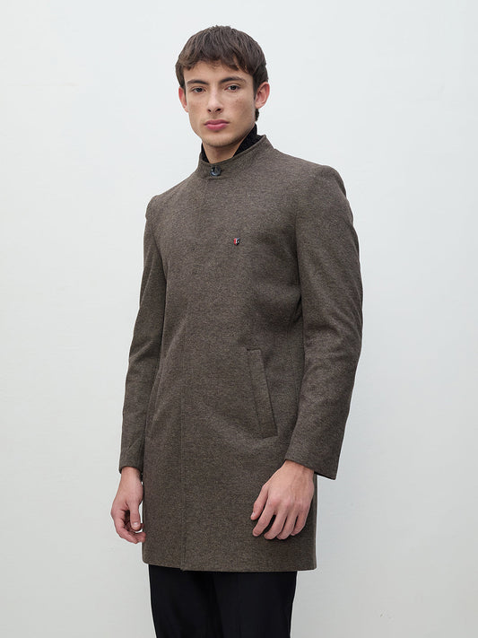 ICONIC Men Brown Regular Fit Overcoat