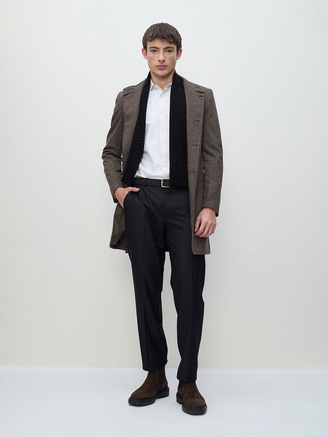 ICONIC Men Brown Regular Fit Overcoat
