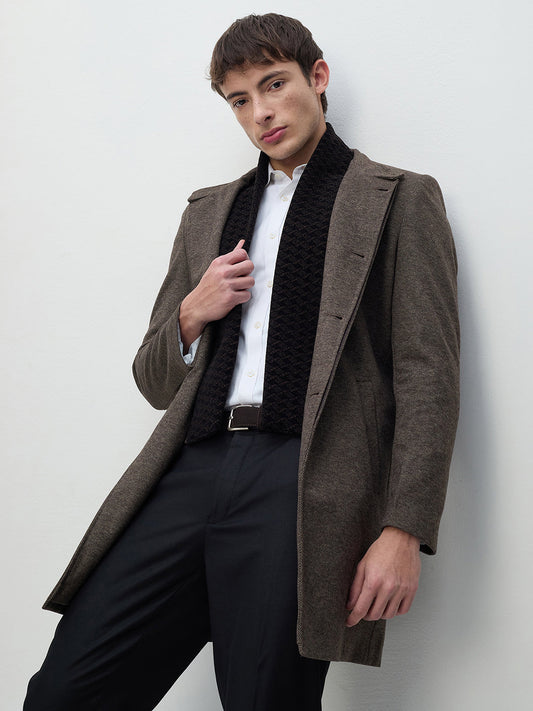 ICONIC Men Brown Regular Fit Overcoat