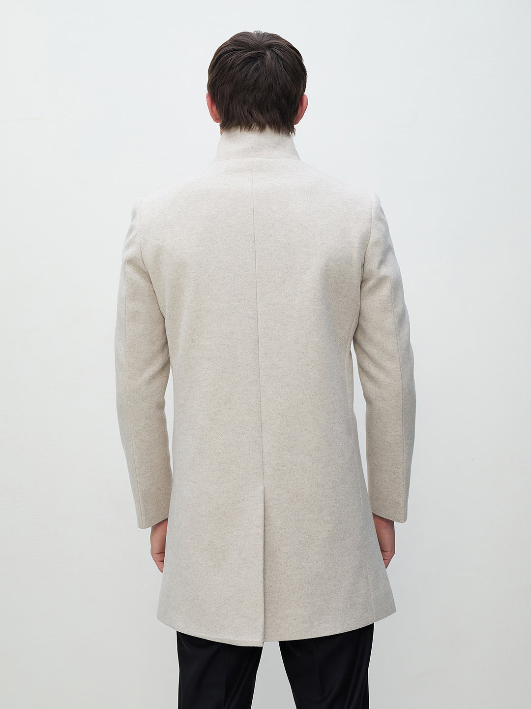 ICONIC Men Beige Regular Fit Overcoat