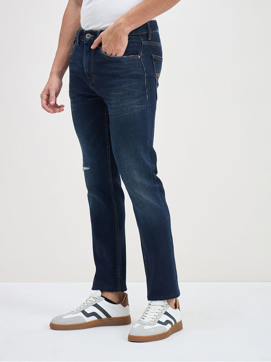 ICONIC Men Navy Blue Skinny Fit Jeans