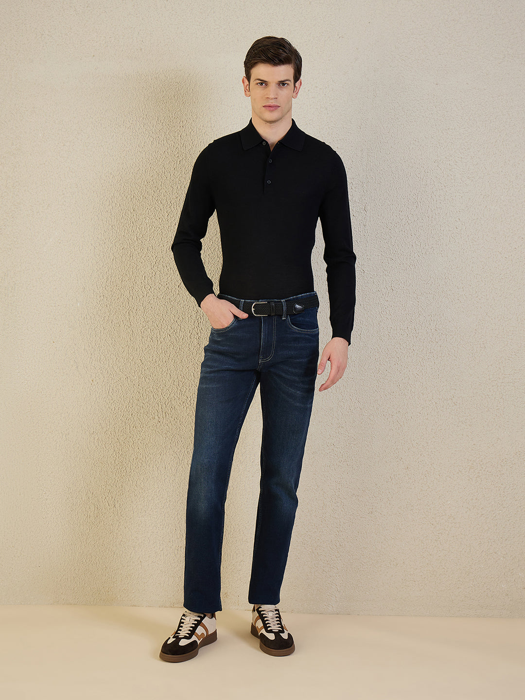 Iconic Men Navy Blue Solid Slim Fit Jeans