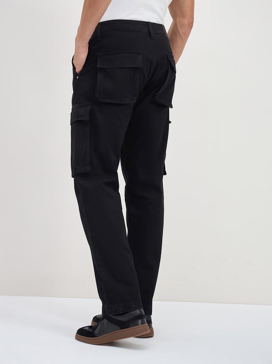 ICONIC Men Black Cargo Fit Jeans