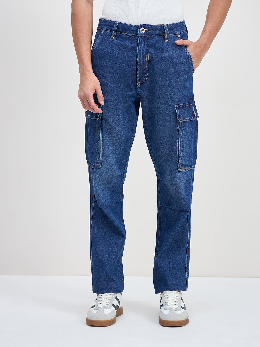 ICONIC Men Blue Cargo Fit Jeans