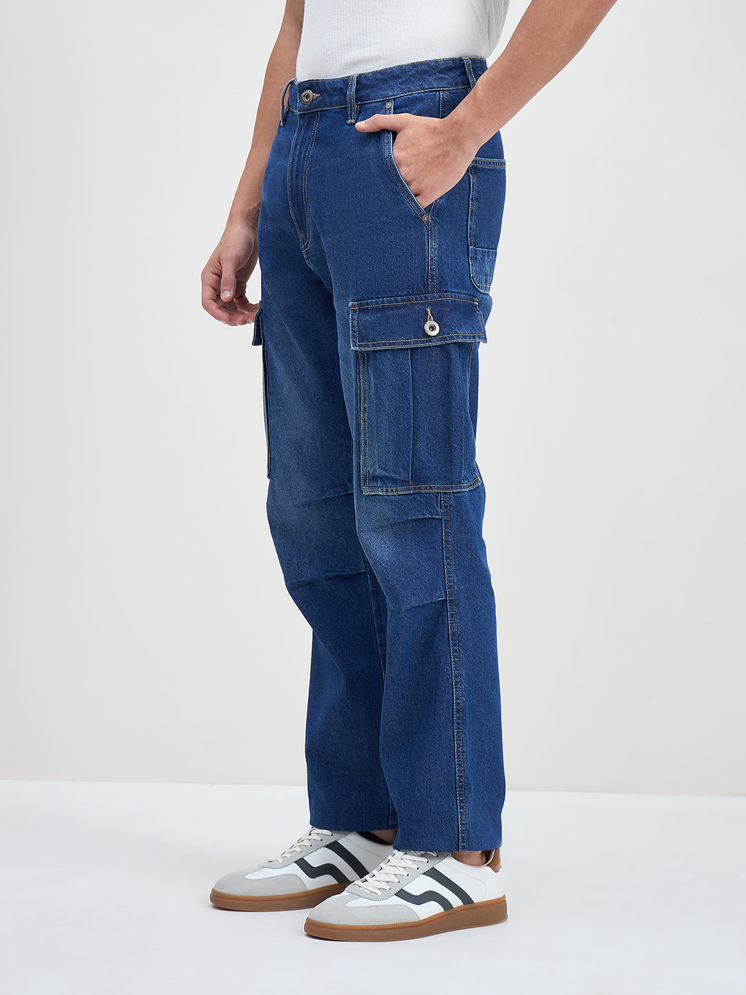 ICONIC Men Blue Cargo Fit Jeans