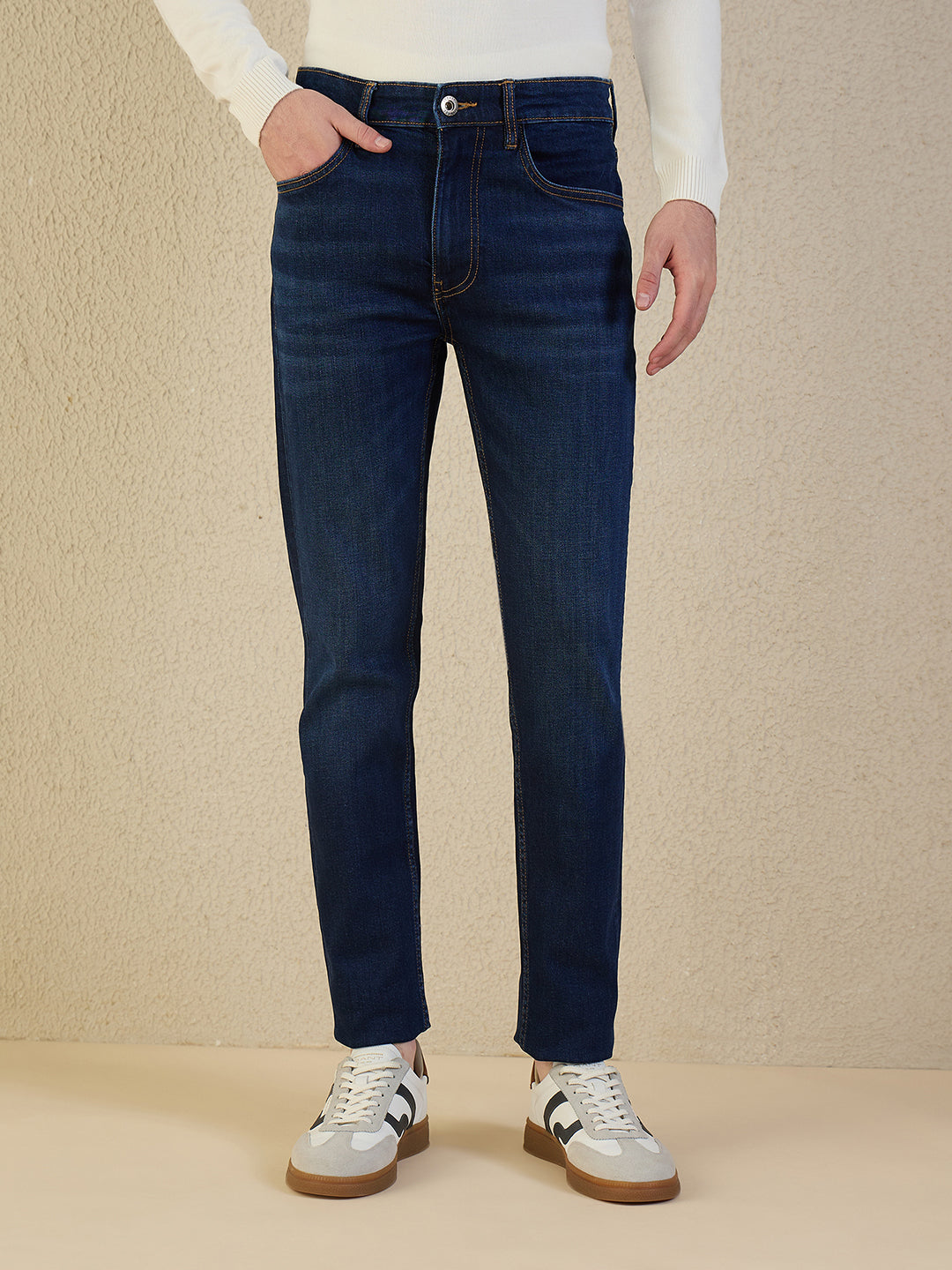 Iconic Men Navy Blue Solid Slim Fit Jeans