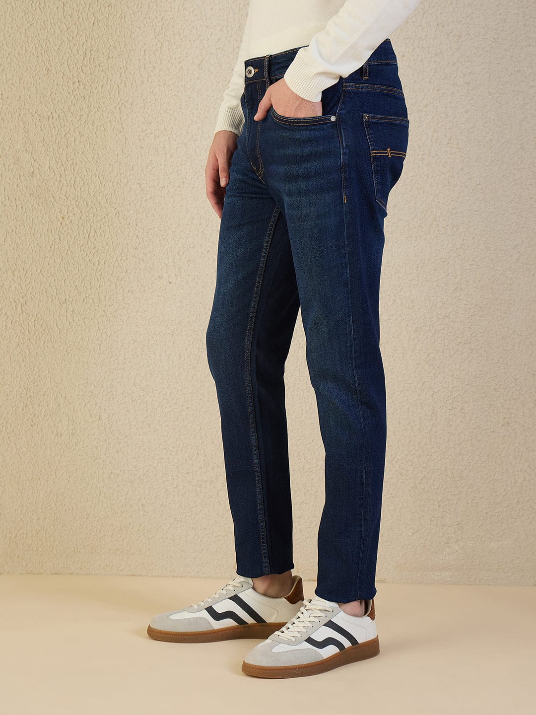 Iconic Men Navy Blue Solid Slim Fit Jeans