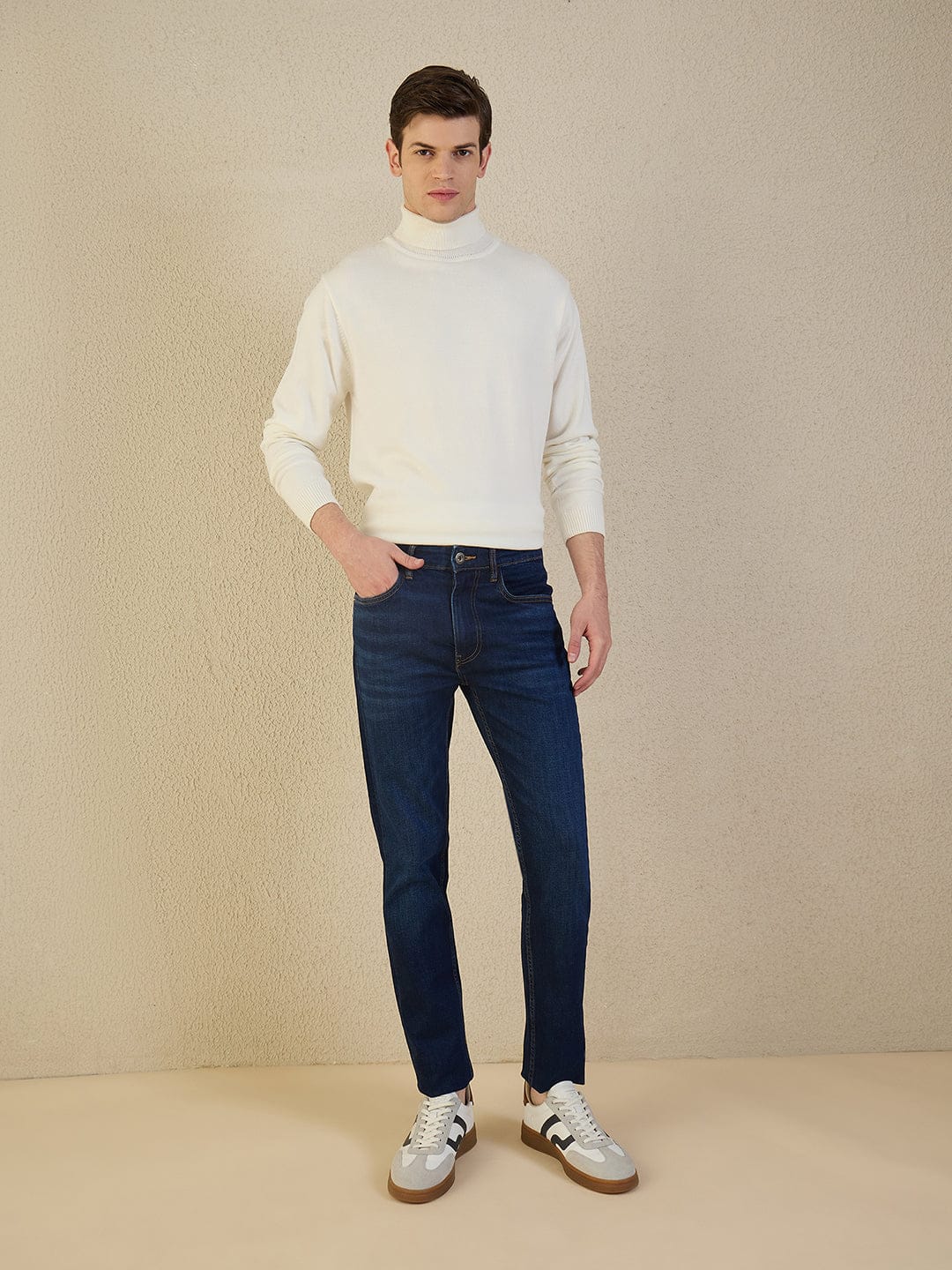 Iconic Men Navy Blue Solid Slim Fit Jeans