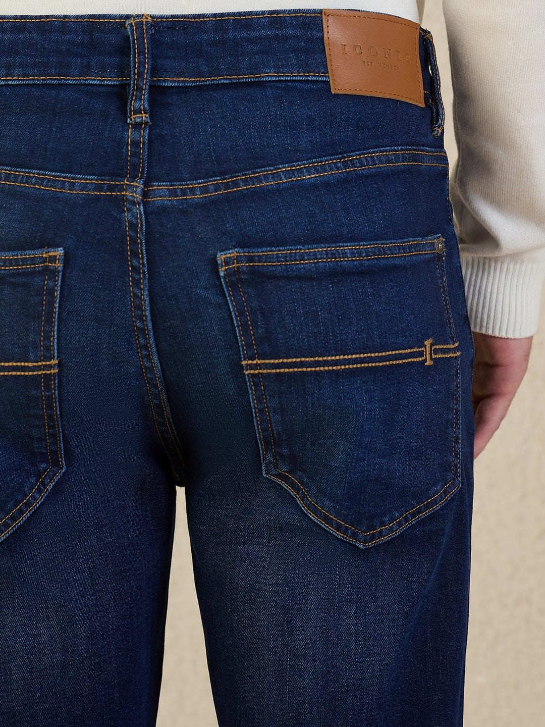 Iconic Men Navy Blue Solid Slim Fit Jeans