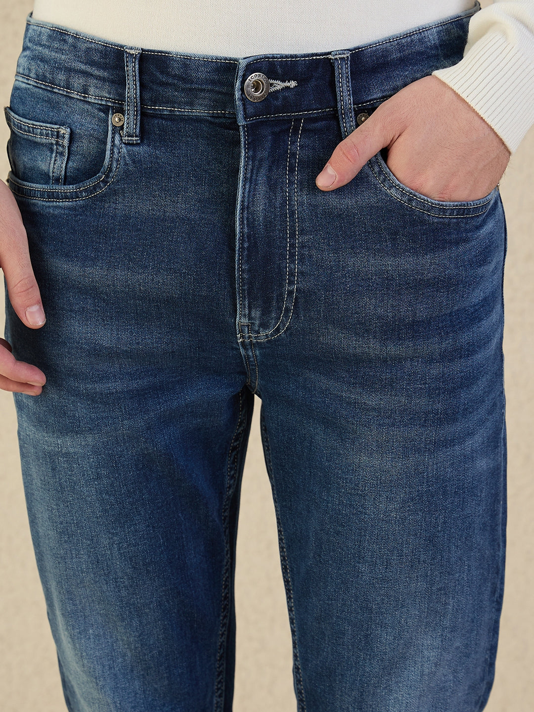 Iconic Men Blue Solid Slim Fit Jeans