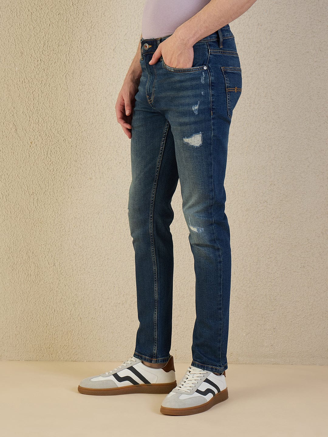 Iconic Men Blue Solid Skinny Fit Jeans