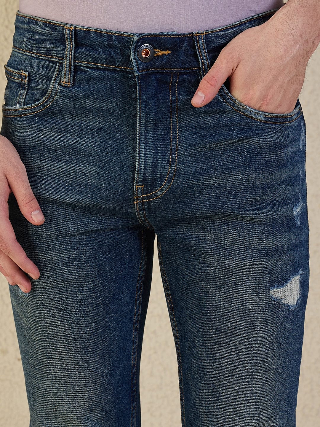 Iconic Men Blue Solid Skinny Fit Jeans