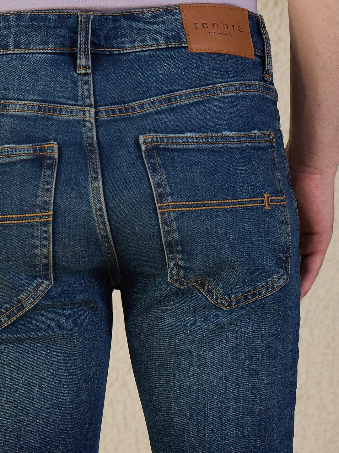 Iconic Men Blue Solid Skinny Fit Jeans