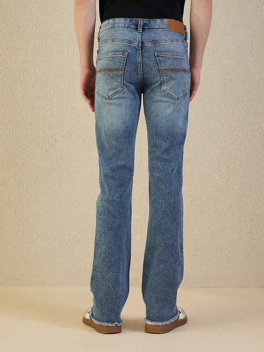Iconic Men Blue Solid Boot Cut Jeans
