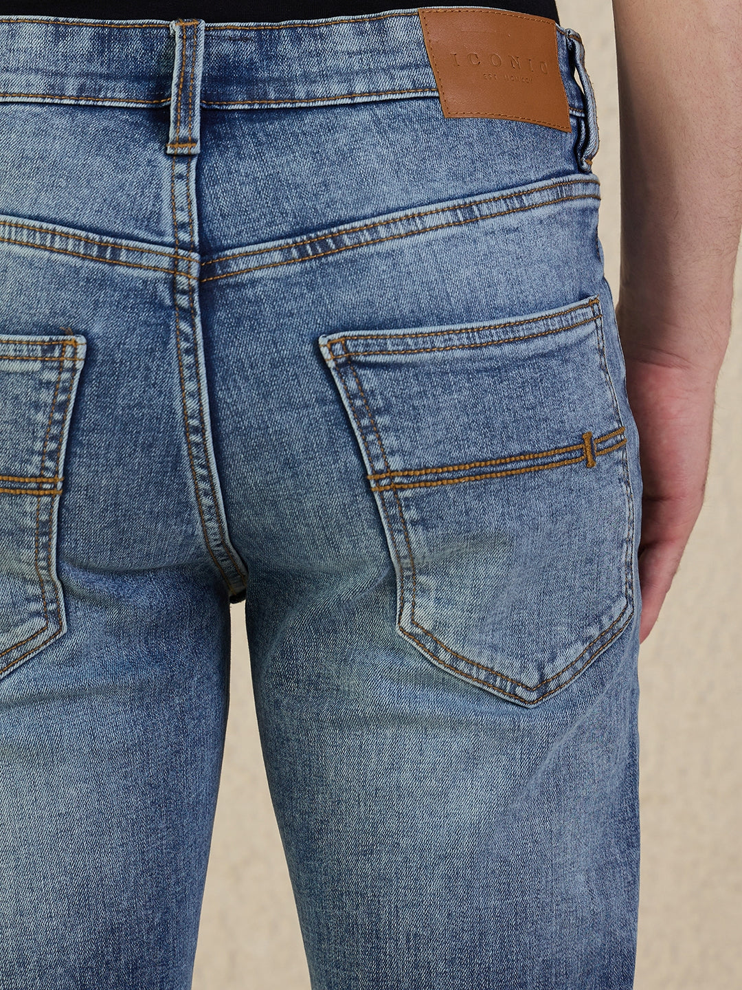 Iconic Men Blue Solid Boot Cut Jeans