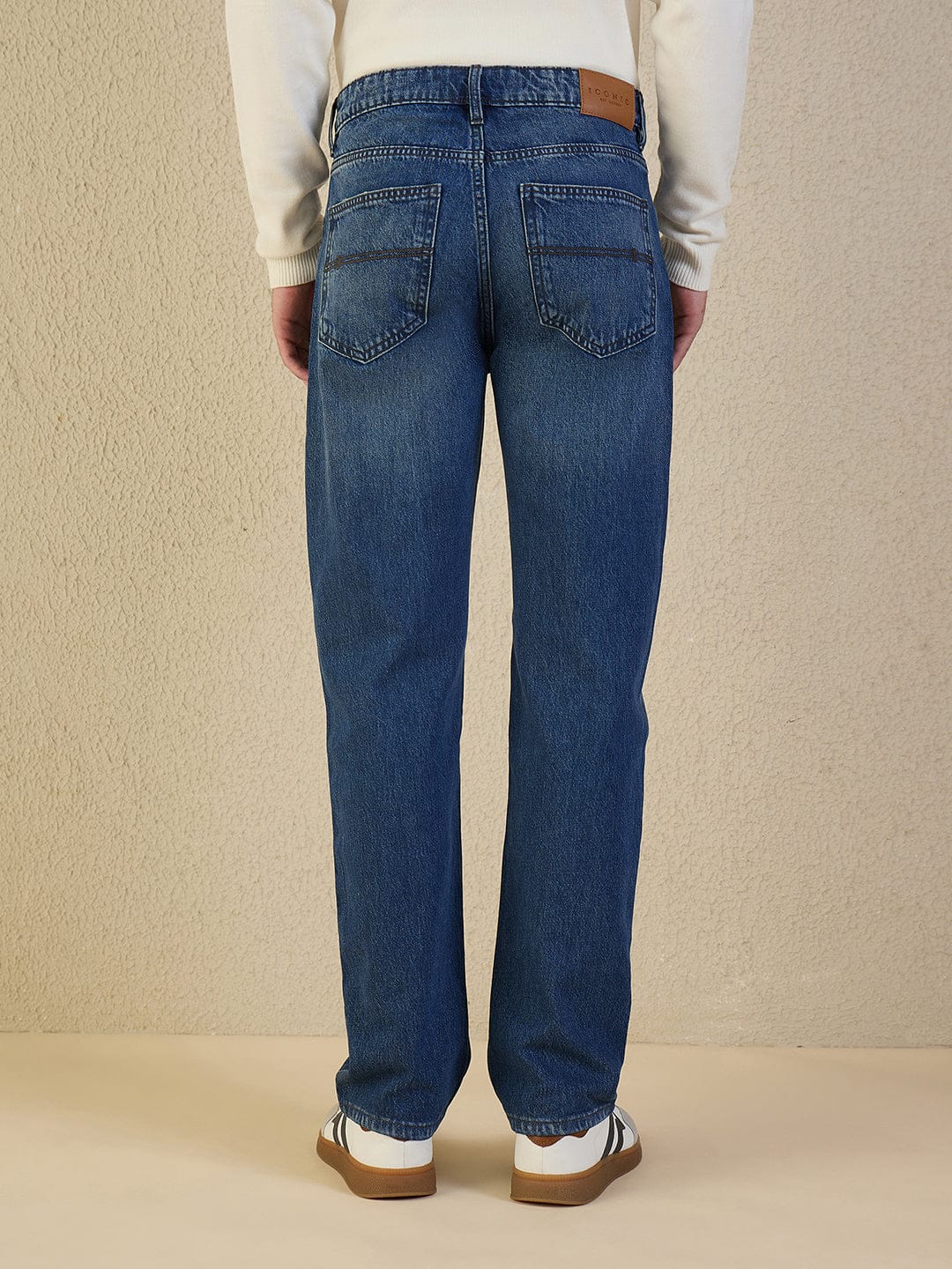 Iconic Men Blue Solid Pure Cotton Regular Fit Jeans