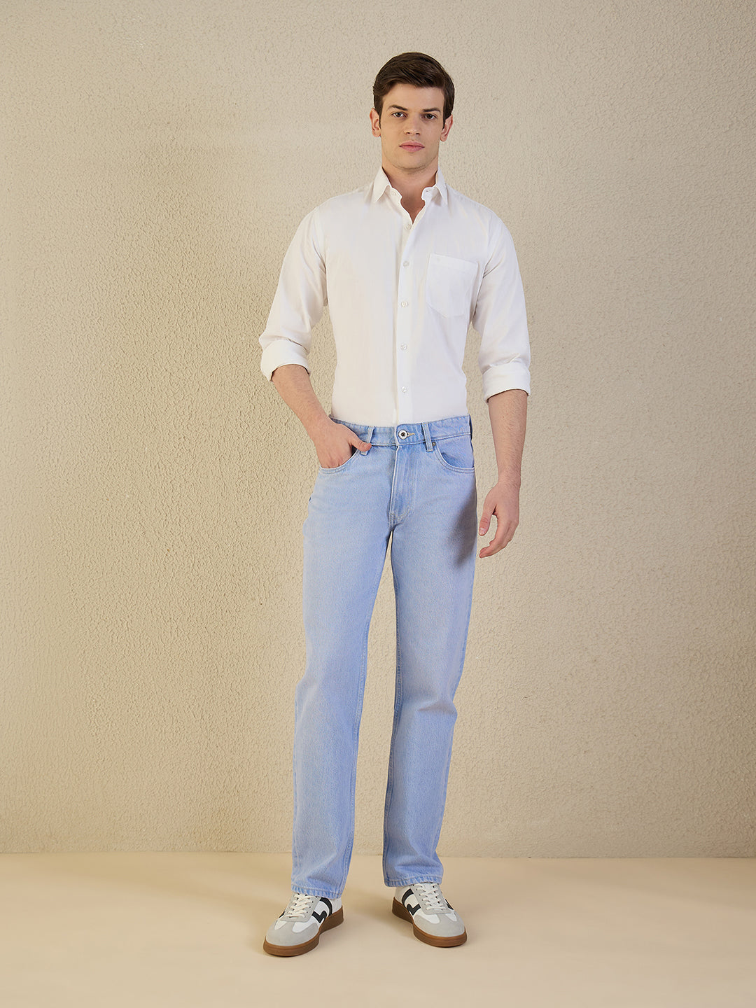 Iconic Men Regular Fit Blue Solid Jeans
