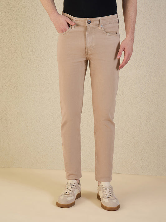 Iconic Men Brown Solid Slim Fit Jeans
